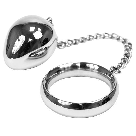METAL HARD - COCK RING 50MM + CHAIN WITH METAL BALL - Kink&Play