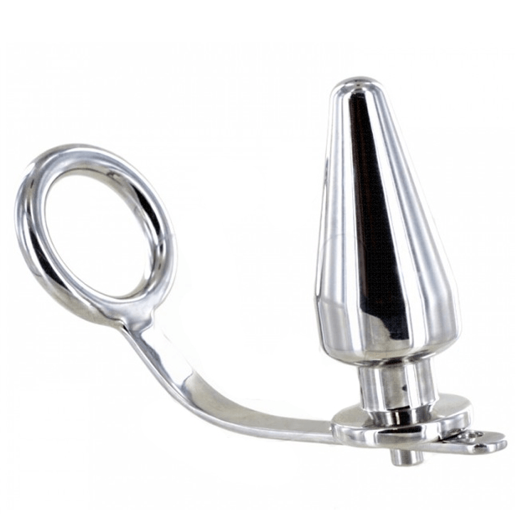 METAL HARD - STEEL RING WITH ANAL PLUG 45 X 45MM - Kink&Play