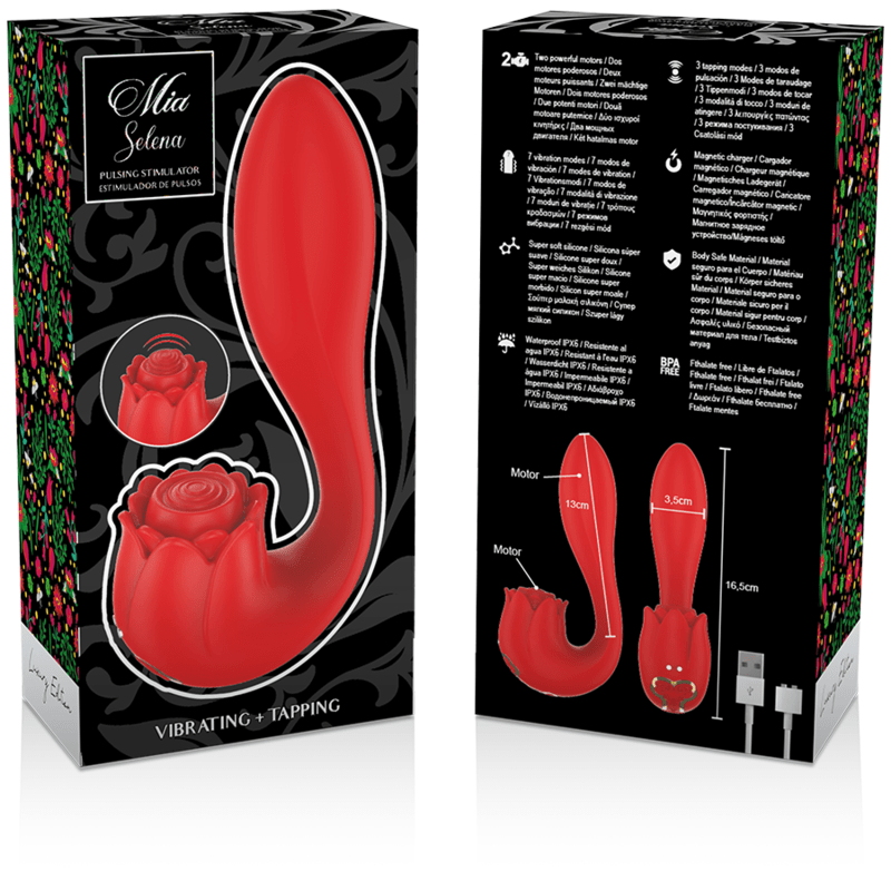 MIA - SELENA STIMULATOR VIBRATING + TAPPING RED - Kink&Play