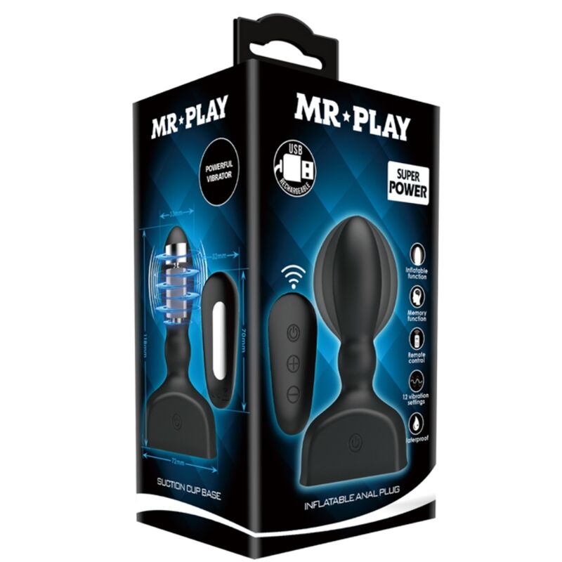 MR PLAY - BLACK INFLATABLE ANAL PLUG REMOTE CONTROL - Kink&Play
