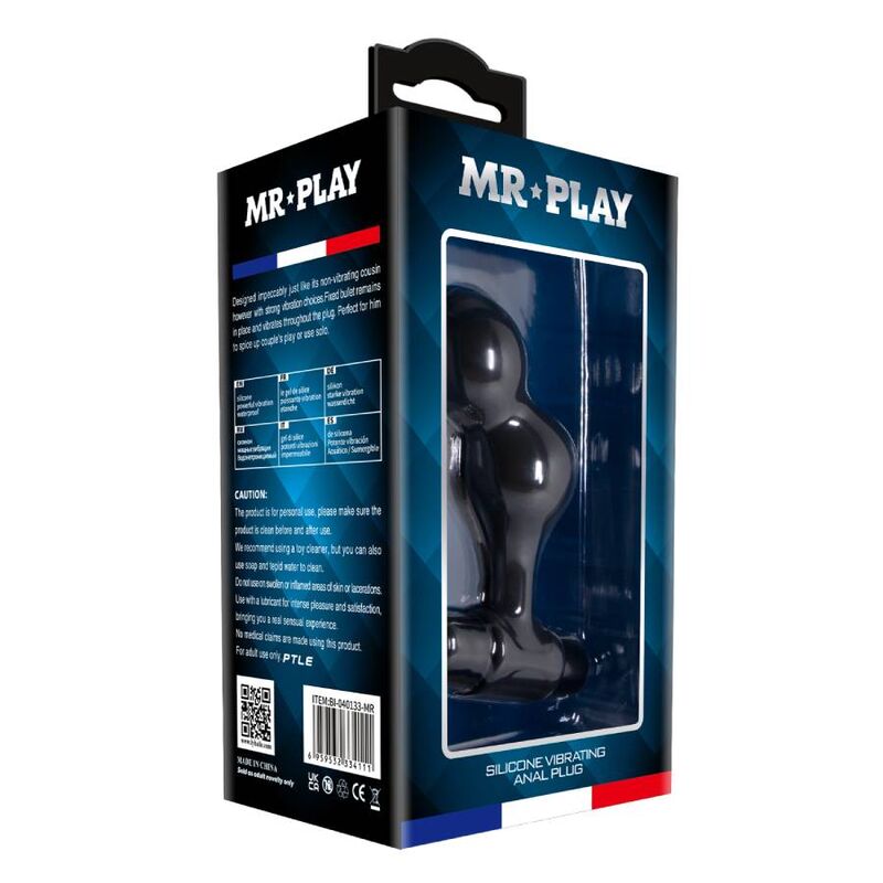 MR PLAY - BLACK SILICONE VIBRATOR ANAL PLUG - Kink&Play