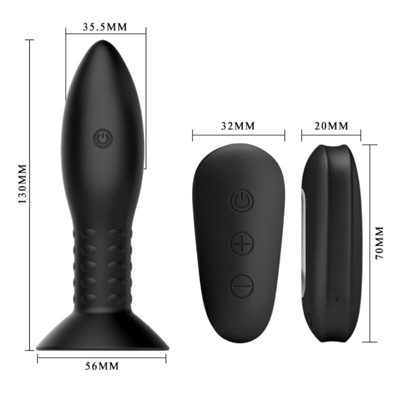 MR PLAY - PLUG WITH BLACK ROTATING BALLS REMOTE CONTROL - Kink&Play