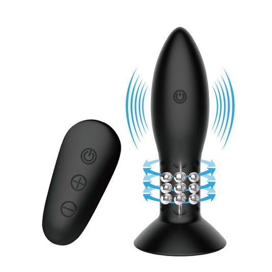 MR PLAY - PLUG WITH BLACK ROTATING BALLS REMOTE CONTROL - Kink&Play