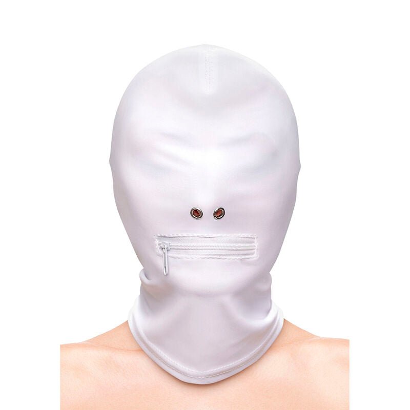 NS NOVELTIES - FETISH & FASHION CLOSED ZIPPERED MOUTH HOOD NYLON WHITE - Kink&Play