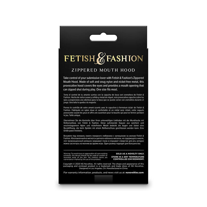 NS NOVELTIES - FETISH & FASHION CLOSED ZIPPERED MOUTH HOOD NYLON WHITE - Kink&Play