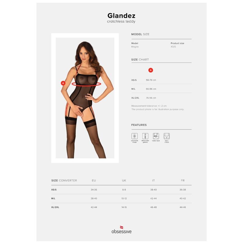 OBSESSIVE - GLANDEZ TEDDY CROTCHLESS XL/XXL - Kink&Play