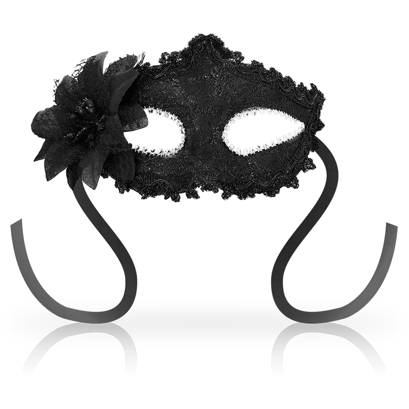 OHMAMA - ANTIZAZ MASKS VENETIAN STYLE SIDE FLOWER - BLACK - Kink&Play