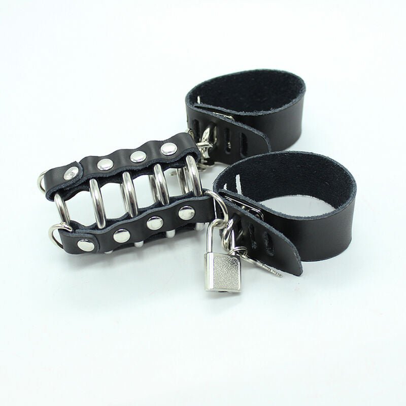 OHMAMA FETISH - PENIS CAGE WITH METAL RINGS AND LEATHER STRAPS - Kink&Play