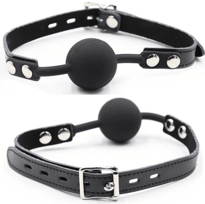 OHMAMA FETISH - SILICONE BALL GAG WITH LEATHER BELT (PADLOCK INCLUDED) - Kink&Play