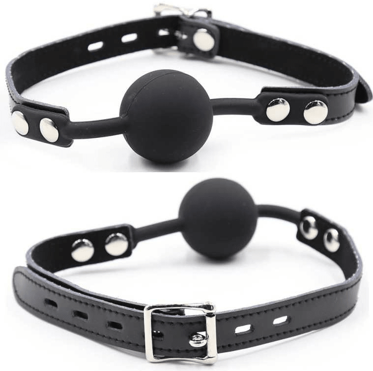 OHMAMA FETISH - SILICONE BALL GAG WITH LEATHER BELT (PADLOCK INCLUDED) - Kink&Play