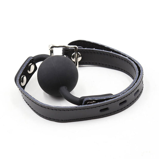 OHMAMA FETISH - SILICONE BALL GAG WITH LEATHER BELT (PADLOCK INCLUDED) - Kink&Play