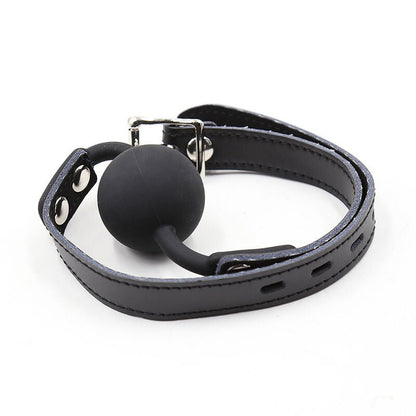 OHMAMA FETISH - SILICONE BALL GAG WITH LEATHER BELT (PADLOCK INCLUDED) - Kink&Play