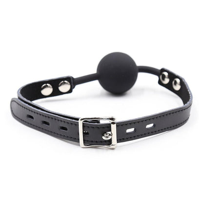OHMAMA FETISH - SILICONE BALL GAG WITH LEATHER BELT (PADLOCK INCLUDED) - Kink&Play
