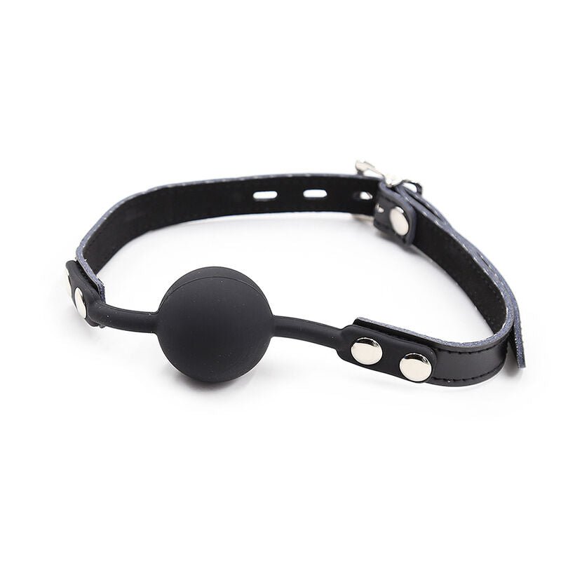 OHMAMA FETISH - SILICONE BALL GAG WITH LEATHER BELT (PADLOCK INCLUDED) - Kink&Play