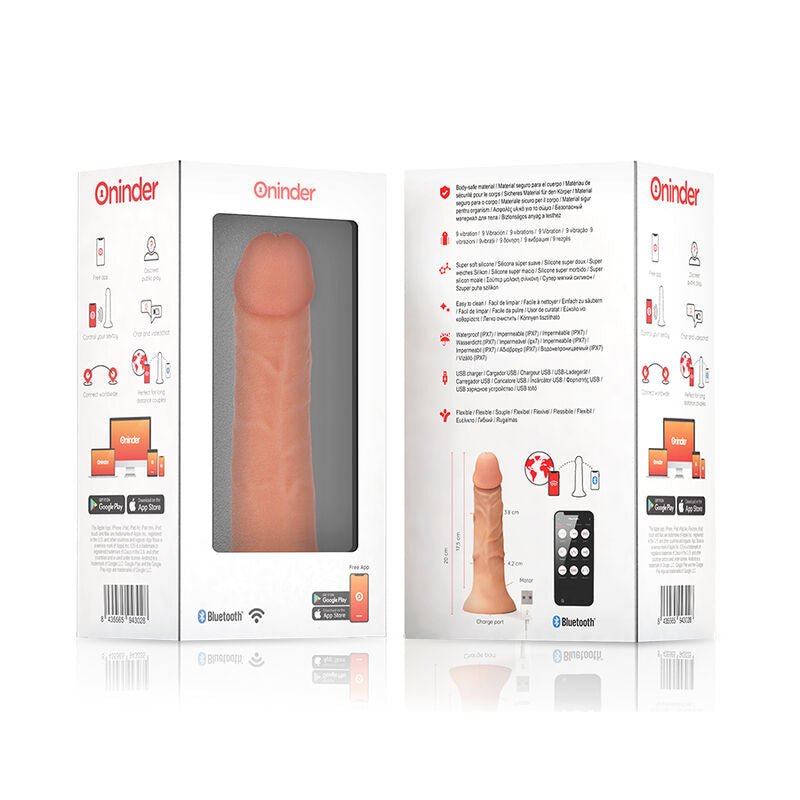 ONINDER - MEDIUM BOGOTÁ VIBRATOR DILDO 9 SPEEDS NATURAL 20 CM - O - 4.2 CM - FREE APP - Kink&Play