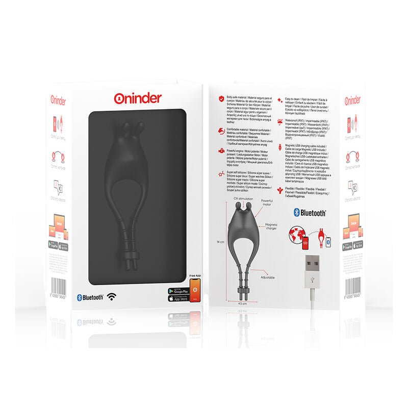 ONINDER - PAMPA RECHARGEABLE ADJUSTABLE VIBRATOR RING WITH CLITORIS STIMULATOR 10 SPEED - FREE APP - Kink&Play