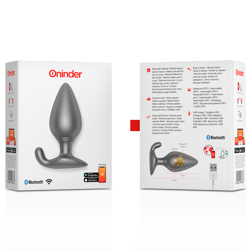 ONINDER - RIO VIBRATING ANAL PLUG BLACK - FREE APP - Kink&Play