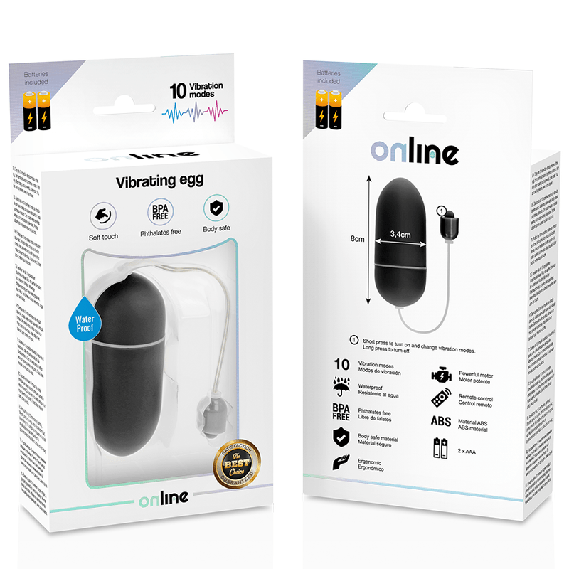 ONLINE - WATERPROOF VIBRATING EGG BLACK - Kink&Play