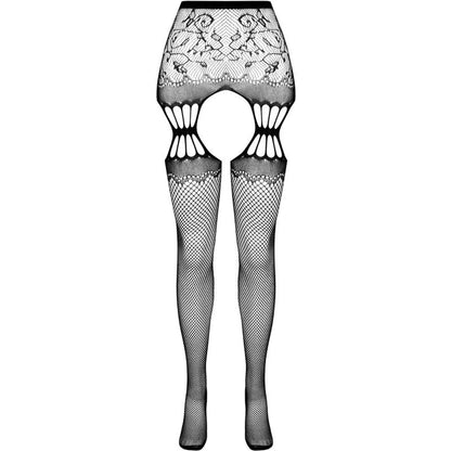 PASSION - S027 BLACK TIGHTS WITH GARTER ONE SIZE - Kink&Play
