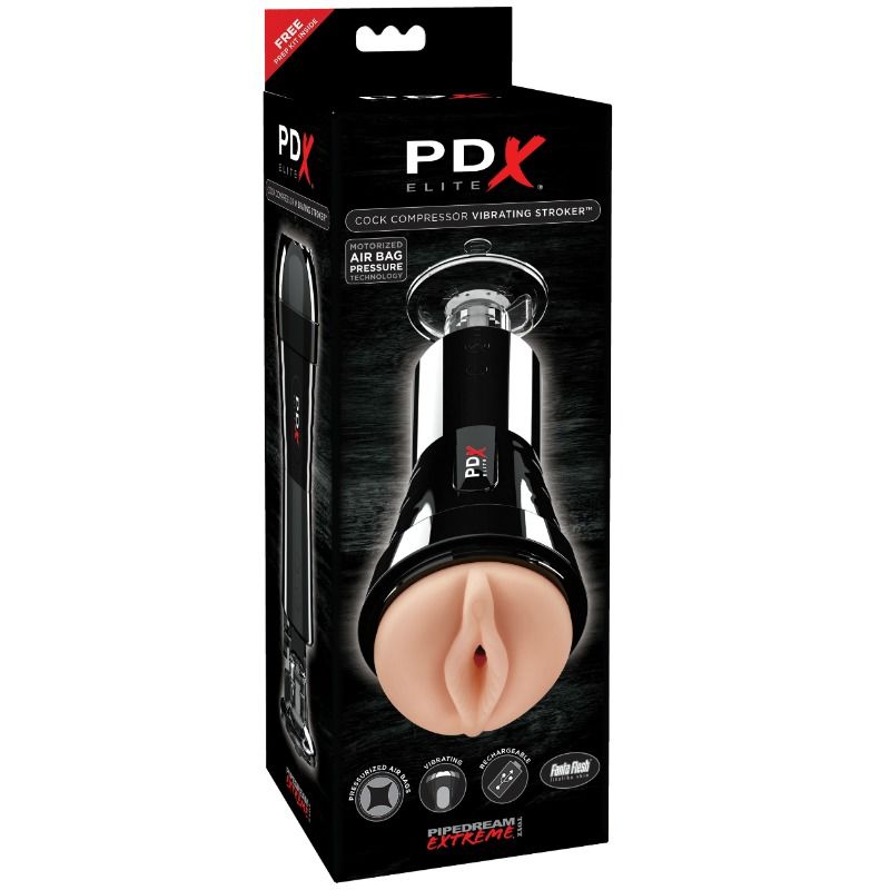 PDX ELITE - COCK COMPRESSOR VIBRATING STROKER - Kink&Play