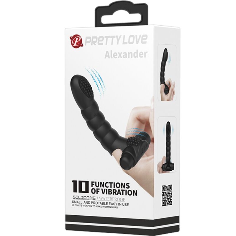 PRETTY LOVE - ALEXANDER FINGER VIBRATOR 10 VIBRATIONS BLACK - Kink&Play