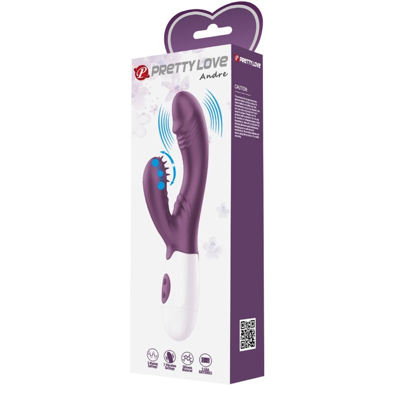 PRETTY LOVE - ANDRE RABBIT VIBRATOR & G - POINT STIMULATOR PURPLE - Kink&Play