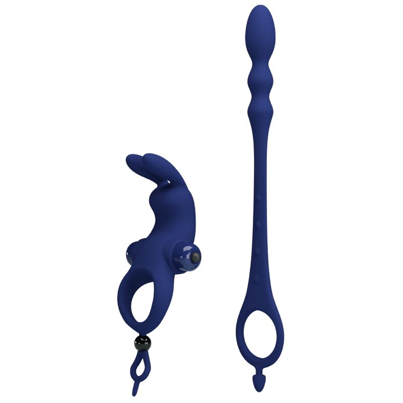 PRETTY LOVE - AYAD RABBIT VIBRATOR RING WITH PLUG BLUE - Kink&Play