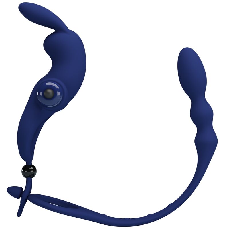 PRETTY LOVE - AYAD RABBIT VIBRATOR RING WITH PLUG BLUE - Kink&Play