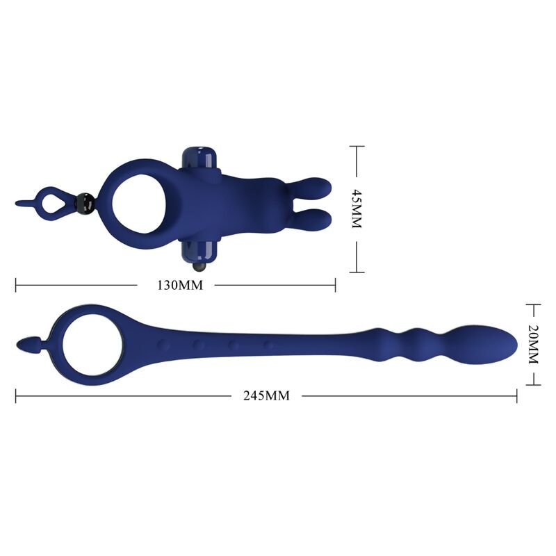 PRETTY LOVE - AYAD RABBIT VIBRATOR RING WITH PLUG BLUE - Kink&Play