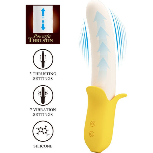 PRETTY LOVE - BANANA GEEK SUPER POWER 7 VIBRATIONS UP&DOWN SILICONE BLACK - Kink&Play