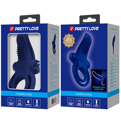 PRETTY LOVE - BRONSON DOUBLE RING WITH VIBRATION BLUE - Kink&Play