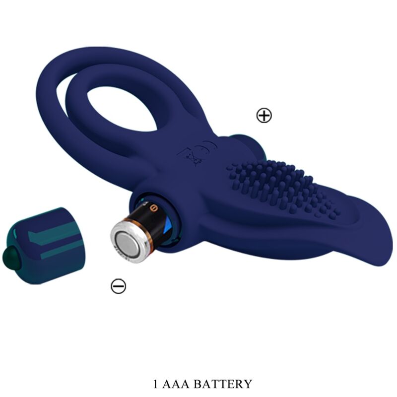 PRETTY LOVE - BRONSON DOUBLE RING WITH VIBRATION BLUE - Kink&Play