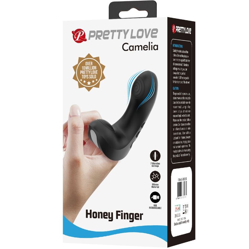 PRETTY LOVE - CAMELIA FINGER VIBRATOR 7 VIBRATIONS BLACK - Kink&Play