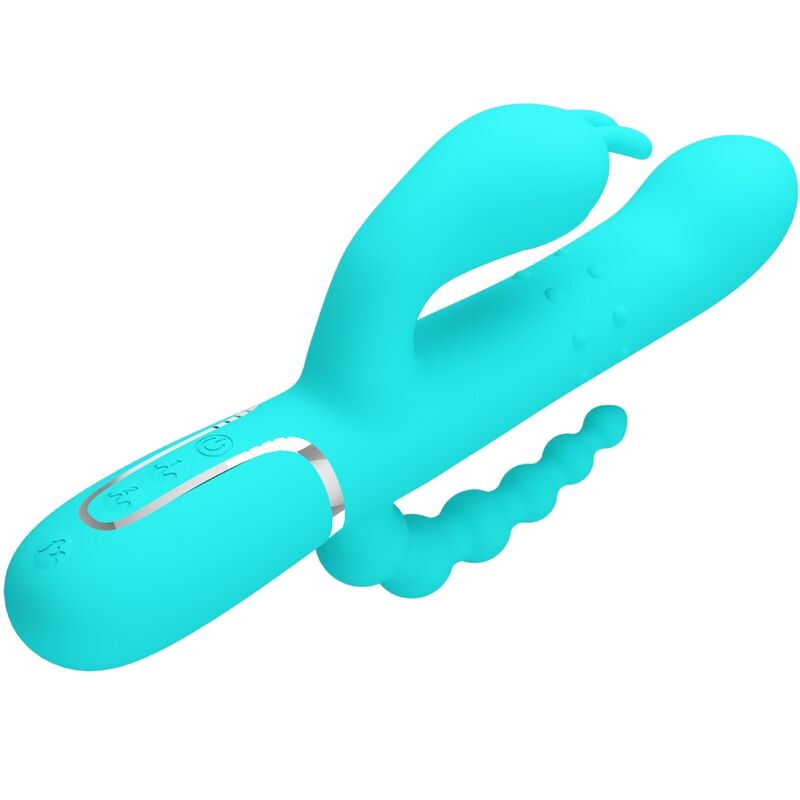 PRETTY LOVE - CAMMY 4 IN 1 MULTIFUNCTION TRIPPLE RABBIT VIBRATOR BLUE - Kink&Play