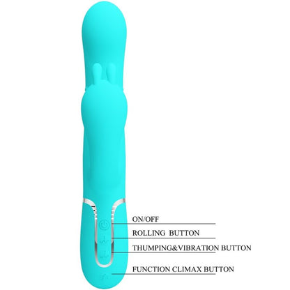 PRETTY LOVE - CAMMY 4 IN 1 MULTIFUNCTION TRIPPLE RABBIT VIBRATOR BLUE - Kink&Play