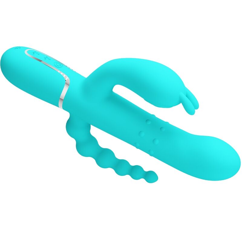 PRETTY LOVE - CAMMY 4 IN 1 MULTIFUNCTION TRIPPLE RABBIT VIBRATOR BLUE - Kink&Play