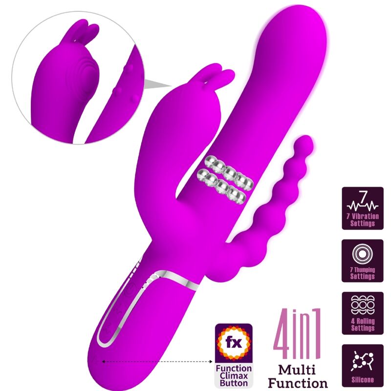 PRETTY LOVE - CAMMY TRIPLE VIBRATOR MULTIFUNCTION 4 IN 1 PINK - Kink&Play