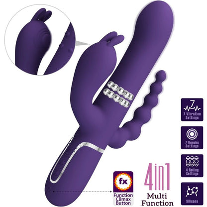 PRETTY LOVE - CAMMY TRIPLE VIBRATOR MULTIFUNCTION 4 IN 1 PURPLE - Kink&Play