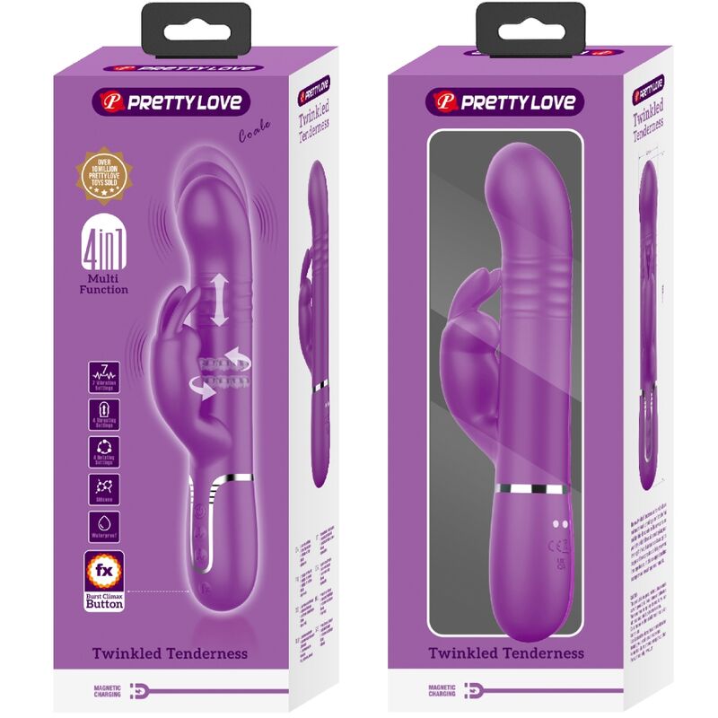 PRETTY LOVE - COALE 4 IN 1 MULTIFUNCTION RABBIT VIBRATOR PURPLE - Kink&Play