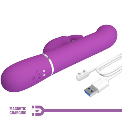 PRETTY LOVE - COALE 4 IN 1 MULTIFUNCTION RABBIT VIBRATOR PURPLE - Kink&Play