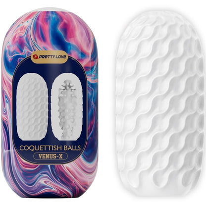 PRETTY LOVE - COQUETTISH BALLS SILICONE MALE MASTURBATOR WHITE - Kink&Play