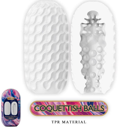 PRETTY LOVE - COQUETTISH BALLS SILICONE MALE MASTURBATOR WHITE - Kink&Play