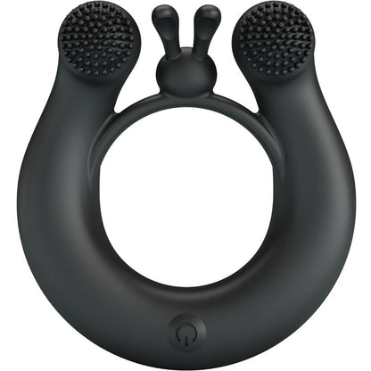 PRETTY LOVE - DAHLIA VIBRATING RING + CLITORIS STIMULATOR 12 VIBRATIONS BLACK - Kink&Play