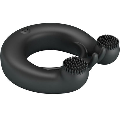 PRETTY LOVE - DAHLIA VIBRATING RING + CLITORIS STIMULATOR 12 VIBRATIONS BLACK - Kink&Play