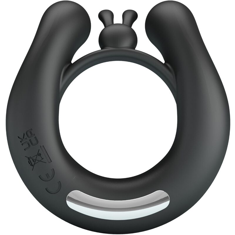 PRETTY LOVE - DAHLIA VIBRATING RING + CLITORIS STIMULATOR 12 VIBRATIONS BLACK - Kink&Play