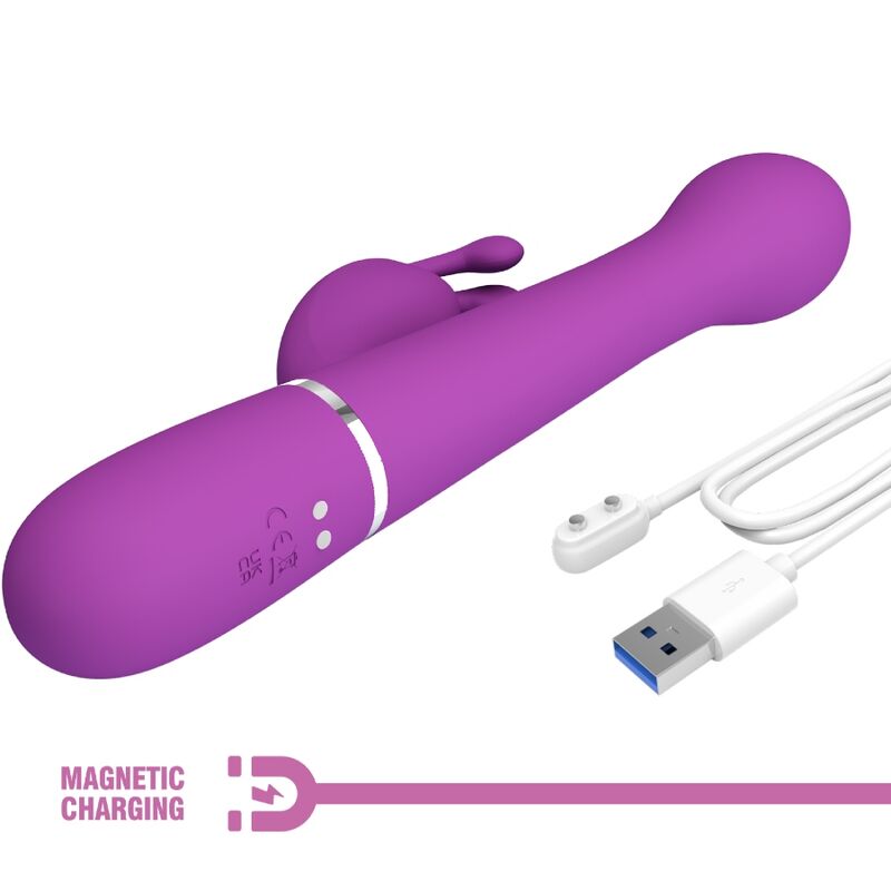 PRETTY LOVE - DEJON 3 IN 1 MULTIFUNCTION RABBIT VIBRATOR PURPLE - Kink&Play