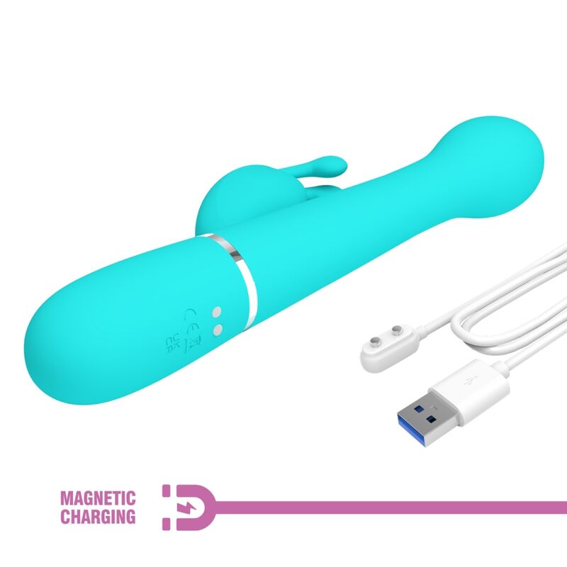 PRETTY LOVE - DEJON RABBIT VIBRATOR 3 IN 1 MULTIFUNCTION AQUA GREEN - Kink&Play