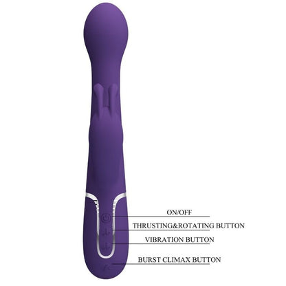 PRETTY LOVE - DEJON RABBIT VIBRATOR 3 IN 1 MULTIFUNCTION PURPLE - Kink&Play