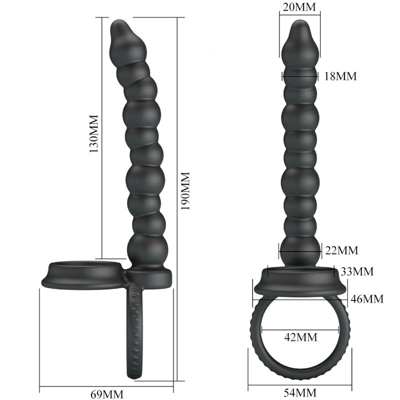 PRETTY LOVE - DILLION DOUBLE PENETRATION COCK RING BLACK - Kink&Play