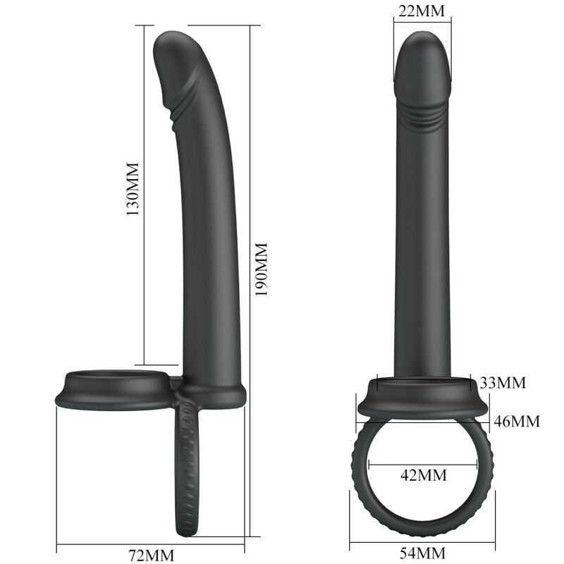 PRETTY LOVE - DILLION DOUBLE PENETRATION DOUBLE COCK RING BLACK - Kink&Play